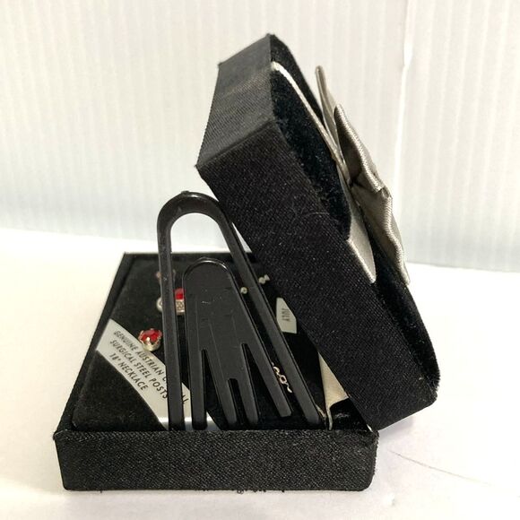 Australian Crystal JULY Ruby Birthstone Earrings and 18 inch Necklace Set - Picture 5 of 8